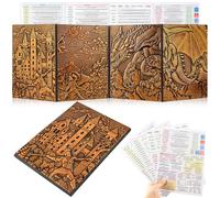 DND Dungeon Master Screen 3D Faux Leather 4 Panel Game Master with Pockets DM Screen for DM Game Accessories Gift Dungeons and Dragon Pathfinder D&D