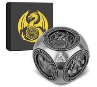 DND Fingertip Spinner Dice, 7-in-1 Metal Dice Set with 3D Pattern, Polyhedral Rotating Game Dice, for DND Gifts with Dragon Logo Gift Box, Role Playing Board Game Accessories, Silver