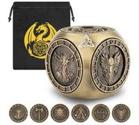 DND Fingertip Spinner Dice, 7-in-1 Metal Dice Set with 3D Pattern, Polyhedral Rotating Game Dice, for DND Gifts with Dragon Logo Gift Bag, Role Playing Board Game Accessories, Bronze