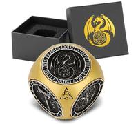 DND Fingertip Spinner Dice, 7-in-1 Metal Dice Set with 3D Pattern, Polyhedral Rotating Game Dice, for DND Gifts with Dragon Logo Gift Box, Role Playing Board Game Accessories, Gold