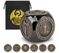 DND Fingertip Spinner Dice, 7-in-1 Metal Dice Set with 3D Pattern, Polyhedral Rotating Game Dice, for DND Gifts with Dragon Logo Gift Bag, Role Playing Board Game Accessories, Black