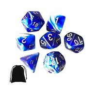 DND Game Dice, 7PCS Polyhedral Two-Color Game Dice Set Blue White for Dungeons and Dragons DND RPG MTG Role Playing Table Games D4 D6 D8 D10 D12 D20