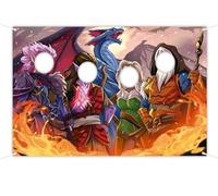 DND Medieval Fantasy Dungeon Party Face Cutout Backdrop 5 x 3.3 FT - TRPG Player Birthday Party Photo Booth Background, Dragon Adventure Party Face in Hole Photo Props