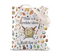 DND Merch Dungeon Master Tote Bag DM Gift RPG Gift D&D Gamer Gift DM Player Shoulder Bag Dice Dragon Lover Gift (Roll for it)