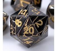 DND Metal Dice - Cracked Lightning Metal - Polyhedral Set for RPG D&D with Cracks - Beautifully Detailed Dungeons and Dragons Dice (Gunmetal Gold)