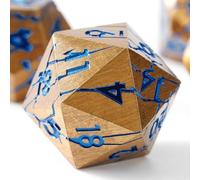 DND Metal Dice - Pharaoh Ruins Gold with Blue Cracks - Polyhedral Dice Set for D&D, RPG and More - Beautifully Detailed for Dungeons and Dragons