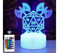 DND Night Light Decor Lamp for Dungeons and Dragons Gifts, 16 Color Fantasy D20 Dice Light with Remote Control for D&D Game Room/Party/Desk/Home/Table Decorations Ornament, Nerdy DM & RPG Player