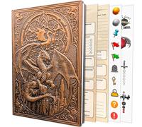 DND Notebook - Journal, Unique 200 Page Book with 3D Bronze Dragon Embossed Faux Leather hardcover with stickers - Ideal for Dungeons & Dragons / D&D. Great RPG Accessories Gift for DM's & Players