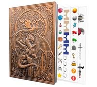DND Notebook - Journal, Unique 200 Page Book with 3D Bronze Dragon Embossed Faux Leather hardcover with stickers - Ideal for Dungeons & Dragons / D&D. Great RPG Accessories Gift for DM's & Players