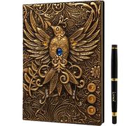 DND Notebook / Journal, Unique 200 Page Book with 3D Gold Phoenix Embossed Faux Leather Cover with Pen- Ideal for Dungeons & Dragons / D&D. Great RPG Accessories Gift for DM's & Players, Men or Women