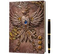 DND Notebook / Journal, Unique 200 Page Book with 3D Pink Phoenix Embossed Faux Leath
