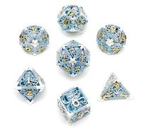 DND Polyhedral Metal Game Dice Glitter Green and Pink with PurpleTrims 7pc Set for Dungeons and Dragons RPG MTG Table Games D&D Pathfinder Shadowrun and Math Teaching