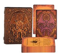 DND Spellcard Holder Cthulhu Embossed Hard Cover Spellbook Deck Case with 54 Blank Cards Tabletop Gaming Accessories for Dungeons and Dragons, RPG, Card Game (Bronze)