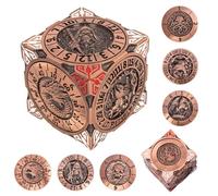 DND Spinner Dice - 7-in-1 Metal Dice Set with 3D Relief Dragon Design | Unique Spinner Design for Dungeons & Dragons | Fantasy RPG Polyhedral Dice Set for D&D Players & DM (Red Copper)