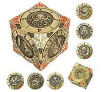 DND Spinner Dice - 7-in-1 Metal Dice Set with 3D Relief Dragon Design | Unique Spinner Design for Dungeons & Dragons | Fantasy RPG Polyhedral Dice Set for D&D Players & DM (Bronze)