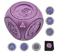 DND Spinner Dice, Unique 7-in-1 Metal DND Dice Set, 3D Relief, RPG MTG Table Gamer Die Gifts, Shadow Mystery Box for Dungeons and Dragons (Purple)