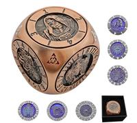 DND Spinner Dice, Unique 7-in-1 Metal DND Dice Set, 3D Relief, RPG MTG Table Gamer Die Gifts, Shadow Mystery Box for Dungeons and Dragons (Red Copper)