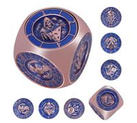DND Spinner Dice Upgrade, Unique 7-in-1 Metal DND Dice, Fantasy D&D Tabletop RPG Accessories, 3D Relief Role Playing Dice, Dungeons and Dragons Gifts for DM & Player Player (Copper Royal Blue)