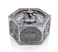 DND Spinning Dice Set, 8-in-1 Hexagonal Metal Dice with D20 Spinner, Unique Fantasy RPG Game Dice with Rotating Top, Perfect for Dungeons & Dragons, D&D DM Gift (Vampire Silver)
