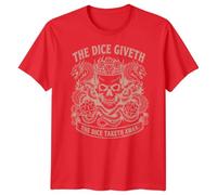 DND T Shirt The Dice Giveth and The Dice Taketh Away | D20 Detail for Dungeons and Dragons Players | Gift for DM Game Master, Fathers Day 2XL Red