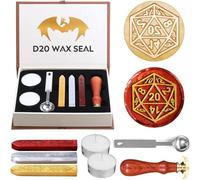 DND Wax Seal Stamp, Fantasy D20 Dice Wax Seal Kit, Ideal for Dungeons and Dragons/D&D Adventure Cards Envelopes, Great RPG Accessories for Nerdy Gifts, DM & Players
