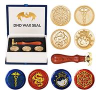 DND Wax Seal Stamp, Ideal Gift for Dungeons and Dragons/D&D Envelope Scroll. Fantasy Wax Seal Kit with Dragon/D20 Dice/Magic Potion/Caduceus, Great RPG Accessories Nerdy Gift for DND Lover DM & Player