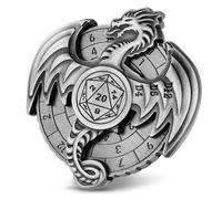 DND Wheel Cube Spinner, Fingertips Gyro, 7-in-1 Dragon Metallic D&D Dice, Dragon Roulette Dice Spinner for DND Dice Set, D&D Gifts with Box, Role Playing Board Game Accessories, Silver
