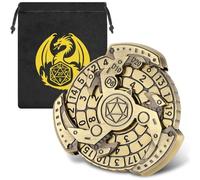 DND Wheel Cube Spinner, Fingertips Gyro, 7-in-1 Metal D&D Dice, Roulette Dice Spinner for DND Dice Set, D&D Gifts with Dragon Logo Gift Bag, RPG, Role Playing Board Game Accessories, Bronze