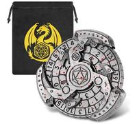 DND Wheel Dice Spiner, 7-in-1 Fingertip Gyro, D&D Starter Set, 7-in-1 Metal DND Dice Set, DND Gifts with Dragon Logo Gift Bag, Tabletop Games, Role Playing Board Game Accessories, Silver with Red Dots