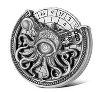 DND Wheel Dice Spiner, Fingertip Gyro, 7-in-1 Cyclops Octopus Metal D&D Dice, D&D Starter Set, Roulette Dice Spinner, D&D Gift with Dragon Logo Gift Box, Role Playing Board Game Accessories, Silver