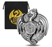 DND Wheel Dice Spiner, Fingertip Gyro, 7-in-1 Dragon Metal D&D Dice, D&D Starter Set, Dragon Roulette Dice Spinner, DND Gifts with Dragon Logo Gift Bag, Role Playing Board Game Accessories, Silver