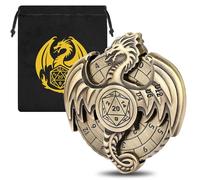 DND Wheel Dice Spiner, Fingertip Gyro, 7-in-1 Dragon Metal D&D Dice, D&D Starter Set, Dragon Roulette Dice Spinner, DND Gifts with Dragon Logo Gift Bag, Role Playing Board Game Accessories,Bronze