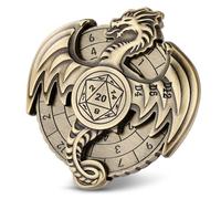 DND Wheel Dice Spiner, Fingertip Gyro, 7-in-1 Dragon Metal D&D Dice, D&D Starter Set, Dragon Roulette Dice Spinner, DND Gifts with Dragon Logo Gift Box, Role Playing Board Game Accessories, Bronze
