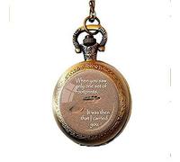 DNDEEZ Footprints Poem Pocket Watch Necklace Footprints in The Sand Christian Jewelry Jesus Quote Gift for Christian Inspirational Recovery Jewelry Brown White