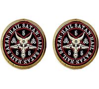 DNDEEZ Wiccan Pentagram Cufflinks Inverted Pentagram Jewelry Satanic Occult Jewelry Art Nouveau Beautiful Gifts, 16, Silver, HK000268HK