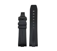 DNDJJM 24mm Curved End Rubber Silicone Watch Strap Compatible With Panerai LUMINOR DUE 1950 SUBMERSIBLE Soft Waterproof Sports Watchband Tools(Black blk black2)