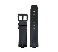 DNDJJM 24mm Curved End Rubber Silicone Watch Strap Compatible With Panerai LUMINOR DUE 1950 SUBMERSIBLE Soft Waterproof Sports Watchband Tools(Black blu black1)