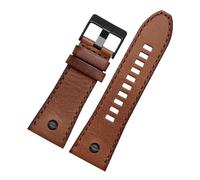 DNDJJM 28m Leather Bracelet Diesel Watch Strap Wristwatches Band Compatible With DZ7193 DZ7214 DZ7311 DZ7312 DZ7313 Watch Strap(Brown black,28mm)