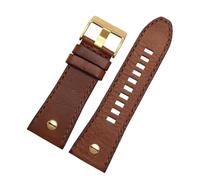 DNDJJM 28m Leather Bracelet Diesel Watch Strap Wristwatches Band Compatible With DZ7193 DZ7214 DZ7311 DZ7312 DZ7313 Watch Strap(Brown gold,24mm)