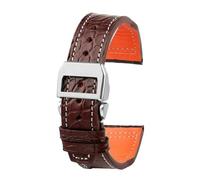 DNDJJM Crocodile Leather Strap Compatible With IWC Portofino Pilot Little Prince Portugal Men Watch Strap Black Blue Brown 20 21 22mm(A-Brown-Steel,Width-21mm)