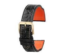 DNDJJM Crocodile Leather Strap Compatible With IWC Portofino Pilot Little Prince Portugal Men Watch Strap Black Blue Brown 20 21 22mm(Black-Gold,Width-20mm)