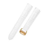 DNDJJM Leather Watch Strap Compatible With Cartier Blue Balloon Strap Wsbb0025 Cross W6920085 Men's And Women's Cowhide Accessories(White-GD-Z4,8x14mm)