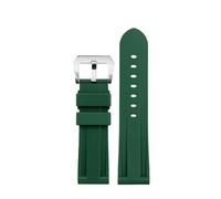 DNDJJM Silicone Rubber Watch Strap Compatible With REEF TIGER 24mm Solid Color Black Green Blue Brown Watchband Silver Rose Gold Black Pin Buckle(Green-B pin)