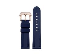 DNDJJM Silicone Rubber Watch Strap Compatible With REEF TIGER 24mm Solid Color Black Green Blue Brown Watchband Silver Rose Gold Black Pin Buckle(Blue-RG pin)