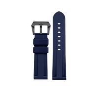 DNDJJM Silicone Rubber Watch Strap Compatible With REEF TIGER 24mm Solid Color Black Green Blue Brown Watchband Silver Rose Gold Black Pin Buckle(Blue-B pin)