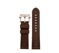 DNDJJM Silicone Rubber Watch Strap Compatible With REEF TIGER 24mm Solid Color Black Green Blue Brown Watchband Silver Rose Gold Black Pin Buckle(Brown-RG pin)