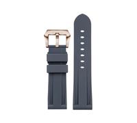 DNDJJM Silicone Rubber Watch Strap Compatible With REEF TIGER 24mm Solid Color Black Green Blue Brown Watchband Silver Rose Gold Black Pin Buckle(Gray-RG pin)