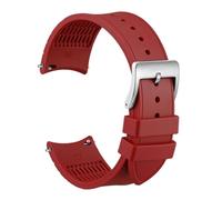DNDJJM Silicone Watch Band, Quick-release Sport Watch Straps Compatible With Round Dial Case, Waterproof Bands For Men Women, Size 20mm 22mm(Red-Silver,22mm)