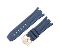 DNDJJM Watchband Compatible With Audemars And Piguet Royal Oak Strap AP 15710 26470 Silicone Rubber Sport Watch Strap 28mm 30mm Accessory(Blue-rosegold-no log,30mm)