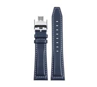 DNDJJM Watchband Compatible With Longines Pioneer Five Star Admiral Series Leather Watchstrap Men's Comcas L3.810/L3.811 Cowhide Bracelet(Blue white silver B,21mm)